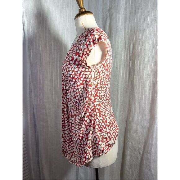 Abstract Print Ruched Sleeveless Blouse - Size L - Picture 3 of 5